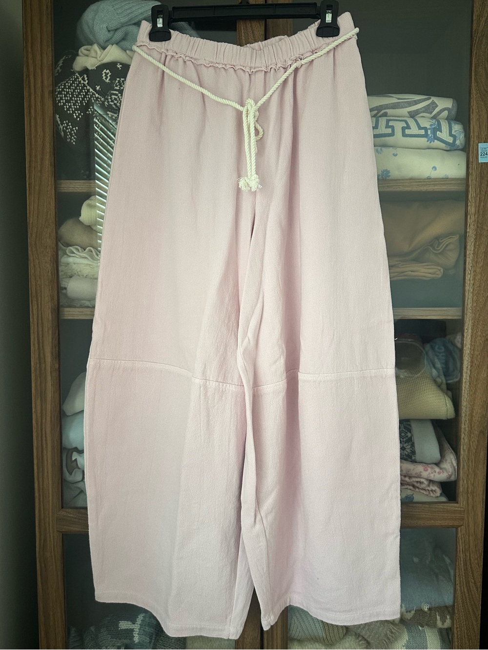Free People Light Pink Wide-Leg Drawstring Pants